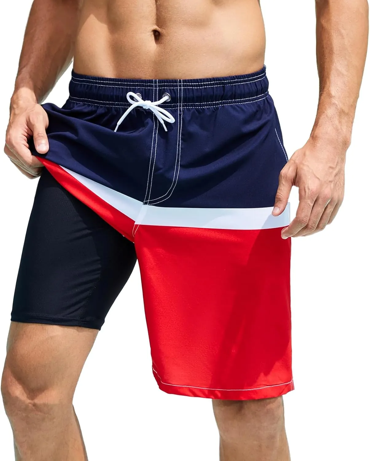 Arcweg Mens Swim Trunks with Compression Liner 9 Men Beach Board 2 in 1 Bathing Suit with Zipper Pockets, Quick Dry