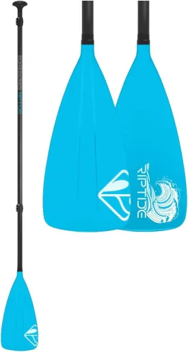 Boardworks Riptide 3-Piece SUP or Stand Up Paddle Board Paddle | 85 Sq. in. Fiberglass Blade | Adjustable Aluminum Shaft, 70-86 Inches, Blue (8050026)