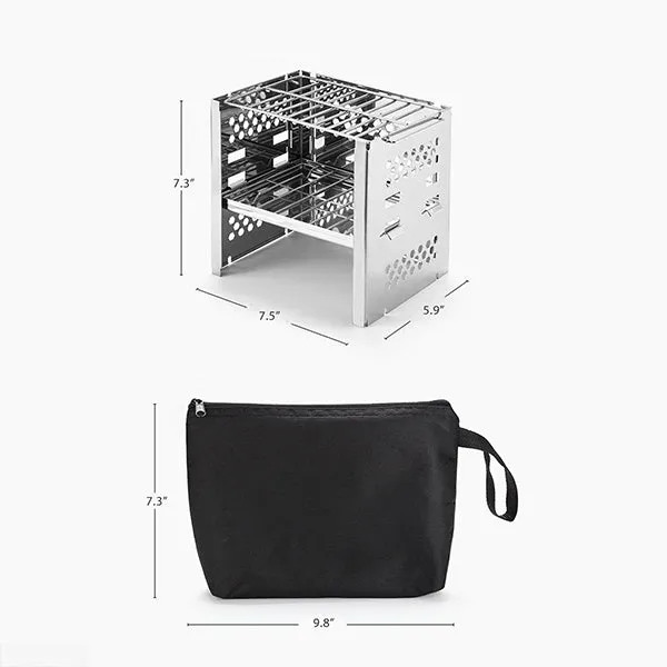 Compact Foldable Outdoor Camping Grill - Easy Setup and Storage - Stainless Steel