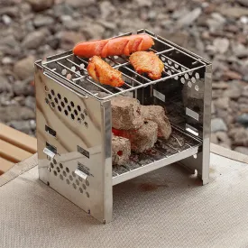 Compact Foldable Outdoor Camping Grill - Easy Setup and Storage - Stainless Steel