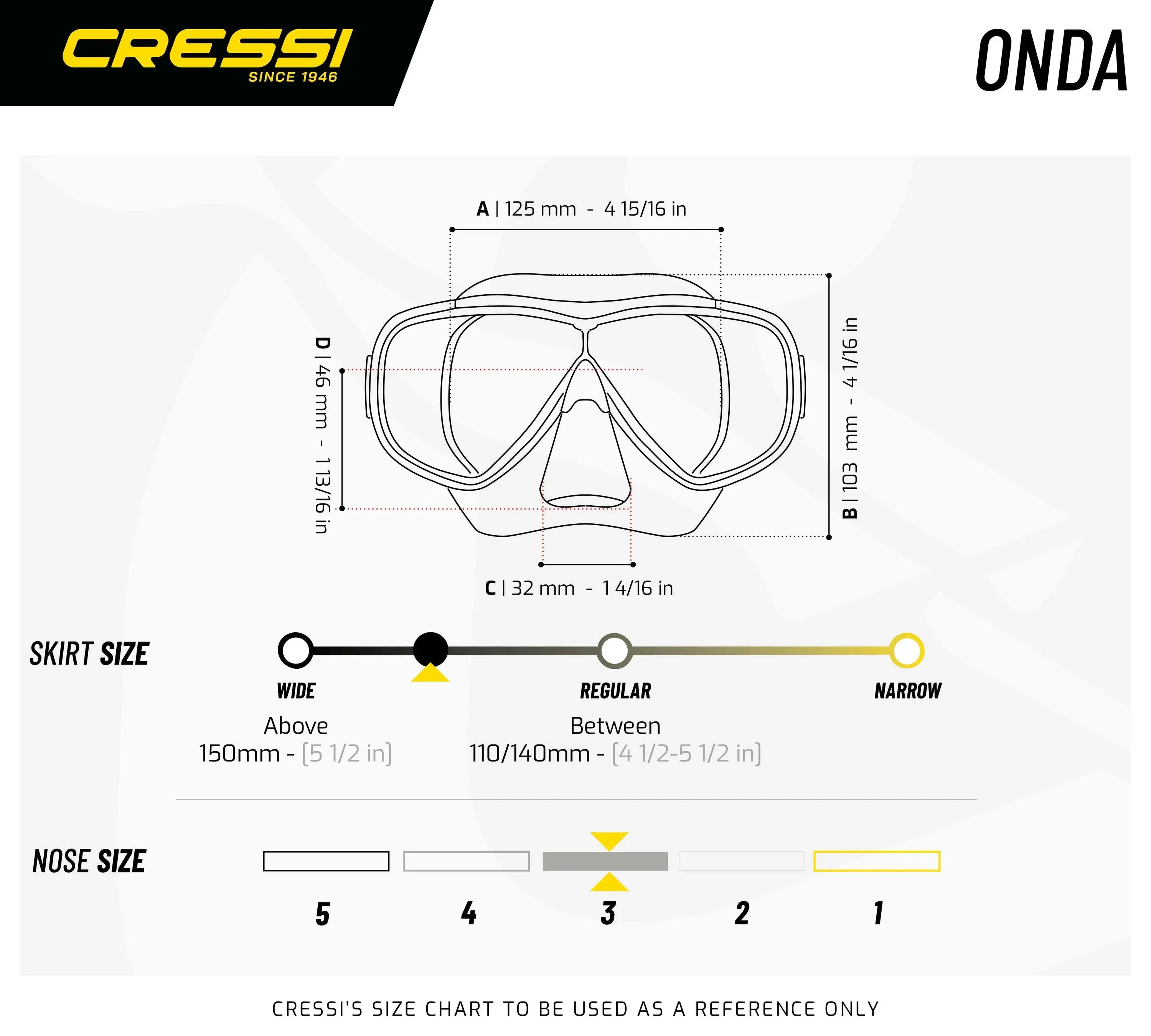 Cressi Onda Mask for SCUBA Diving, Snorkeling, or Swimming