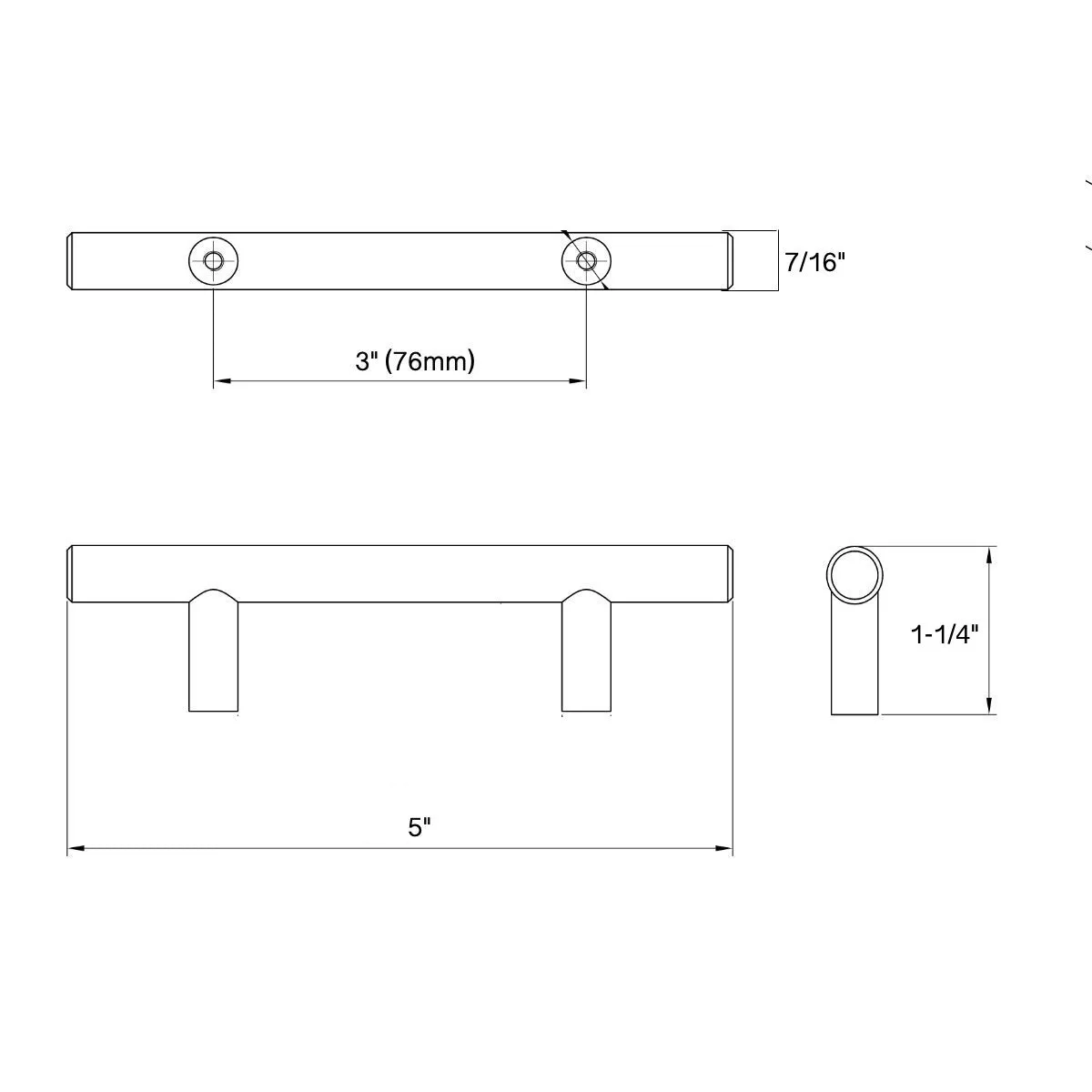 Diversa Antique Brass Euro Style 3" (76mm) Cabinet Bar Pull - 10 PACK