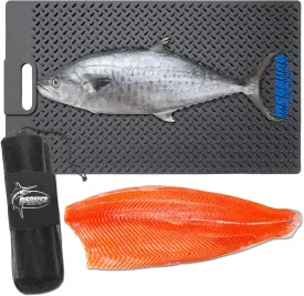 Fish Fillet Mat 14"x24", with Storage Bag, Portable Fish Cleaning & Cutting Board Grips Fish for Easy Filleting, Fish Mat for Scaling Fish (DSmall logo)