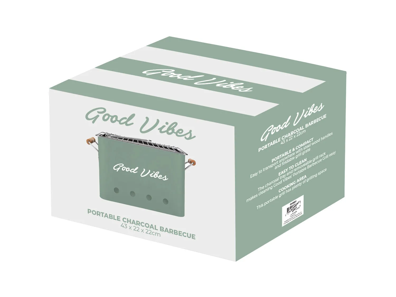 Good Vibes Hamptons Charcoal Portable BBQ Grill (Sage)