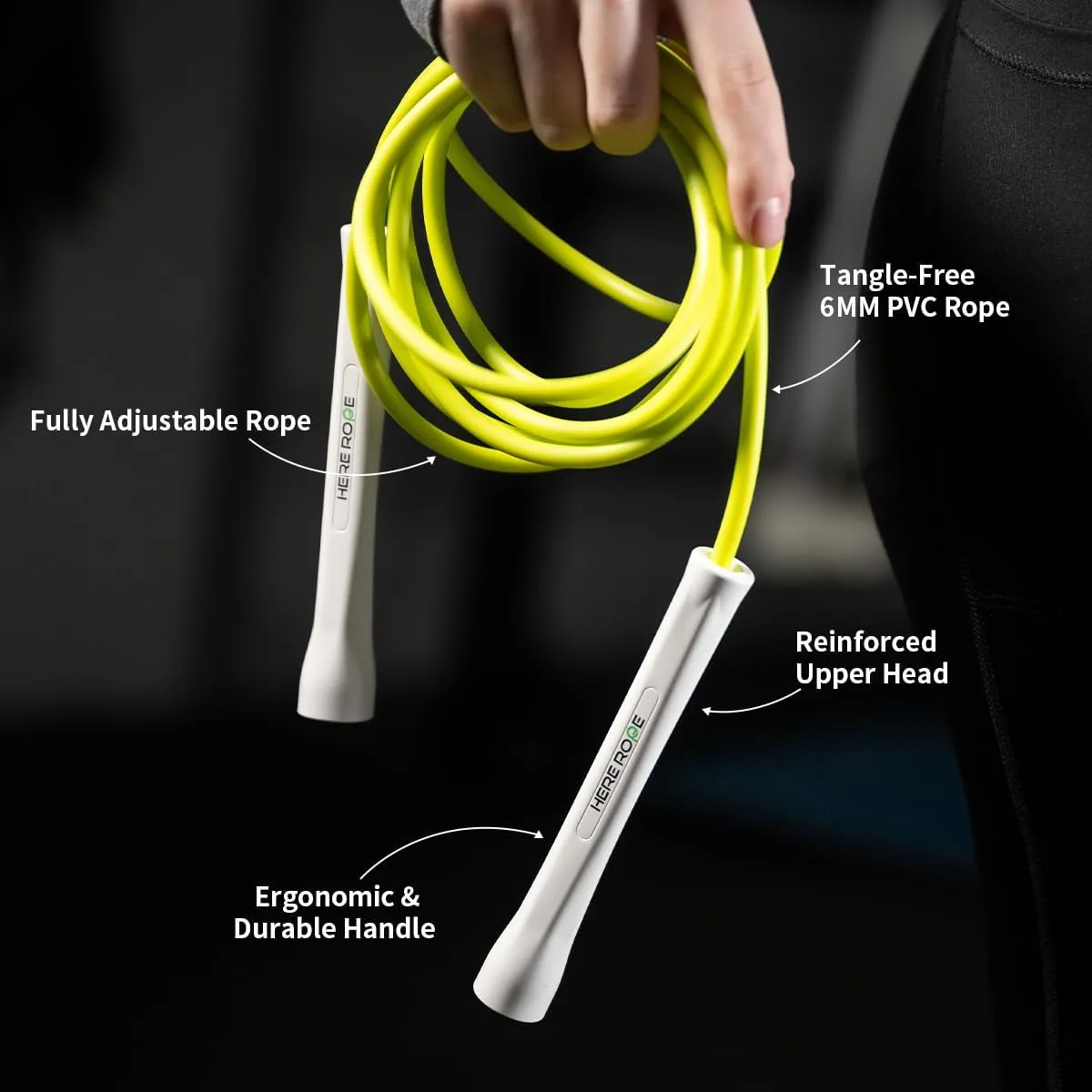 Hererope 6MM PVC Jump Rope for Men & Women Fitness, Speed, Tricks, Cardio Training, Boxing Jump Rope with Unbreakable Handles and Non-Kinking Skipping Rope, Adjustable Jumprope for Indoor Outdoor