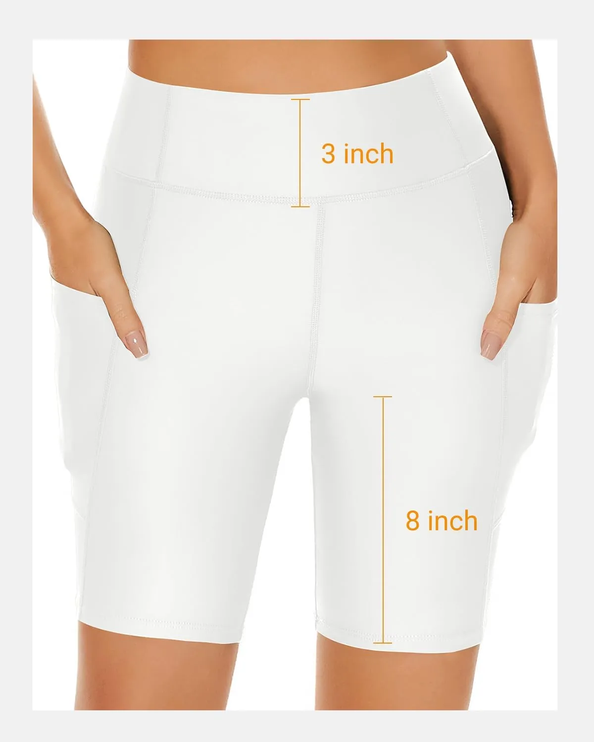 Holipick Women High Waisted Swim Shorts Tummy Control Biker Shorts with Pockets Swim Bottoms