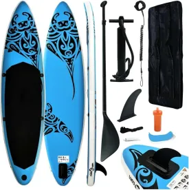 Inflatable Stand up Paddleboard Set 126"X29.9"X5.9" Blue 1 Adult-Maximum Number of Persons
