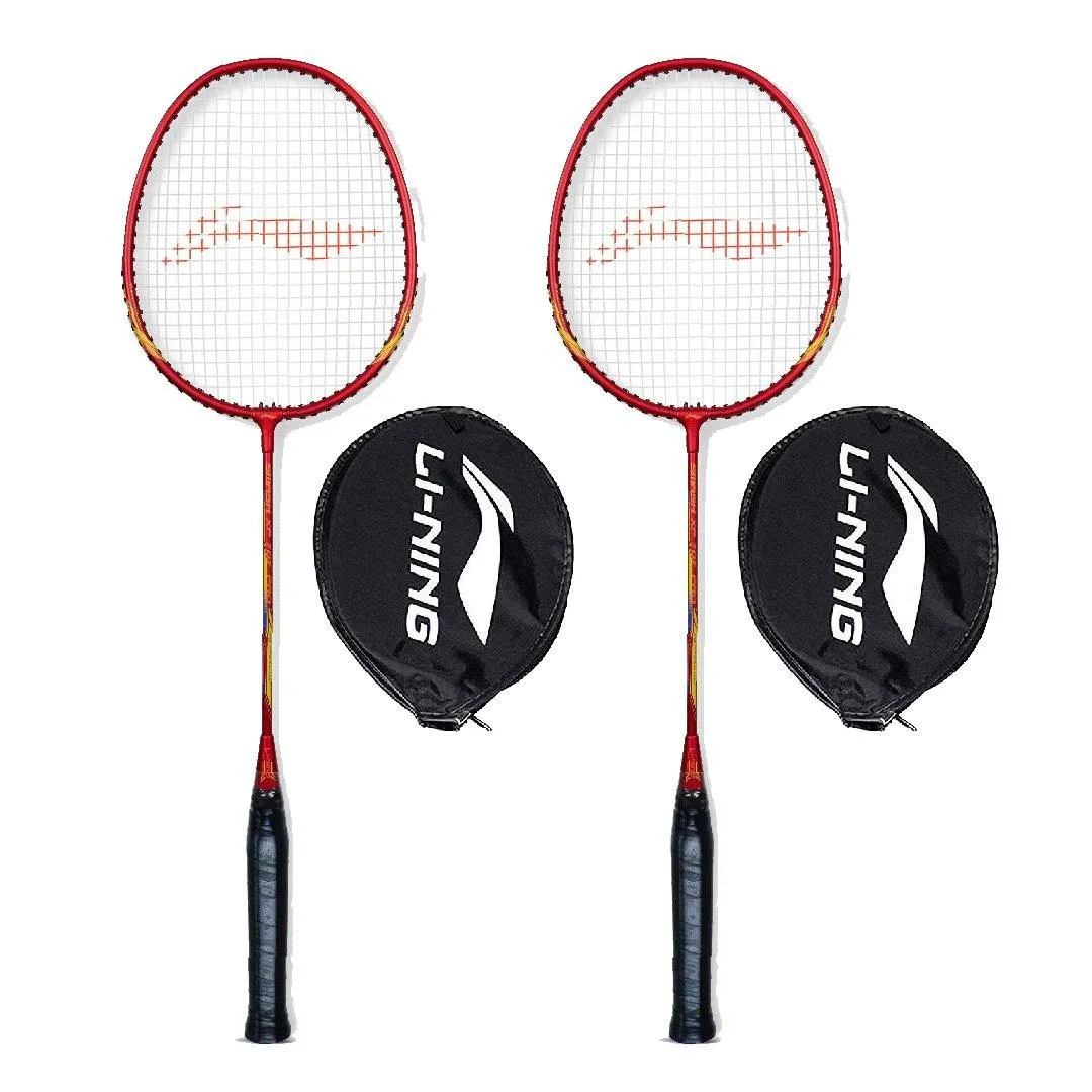 Li-Ning XP 707 PRO Strung Badminton Racket - Red/Yellow (Set of 2)