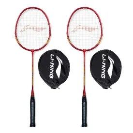 Li-Ning XP 707 PRO Strung Badminton Racket - Red/Yellow (Set of 2)