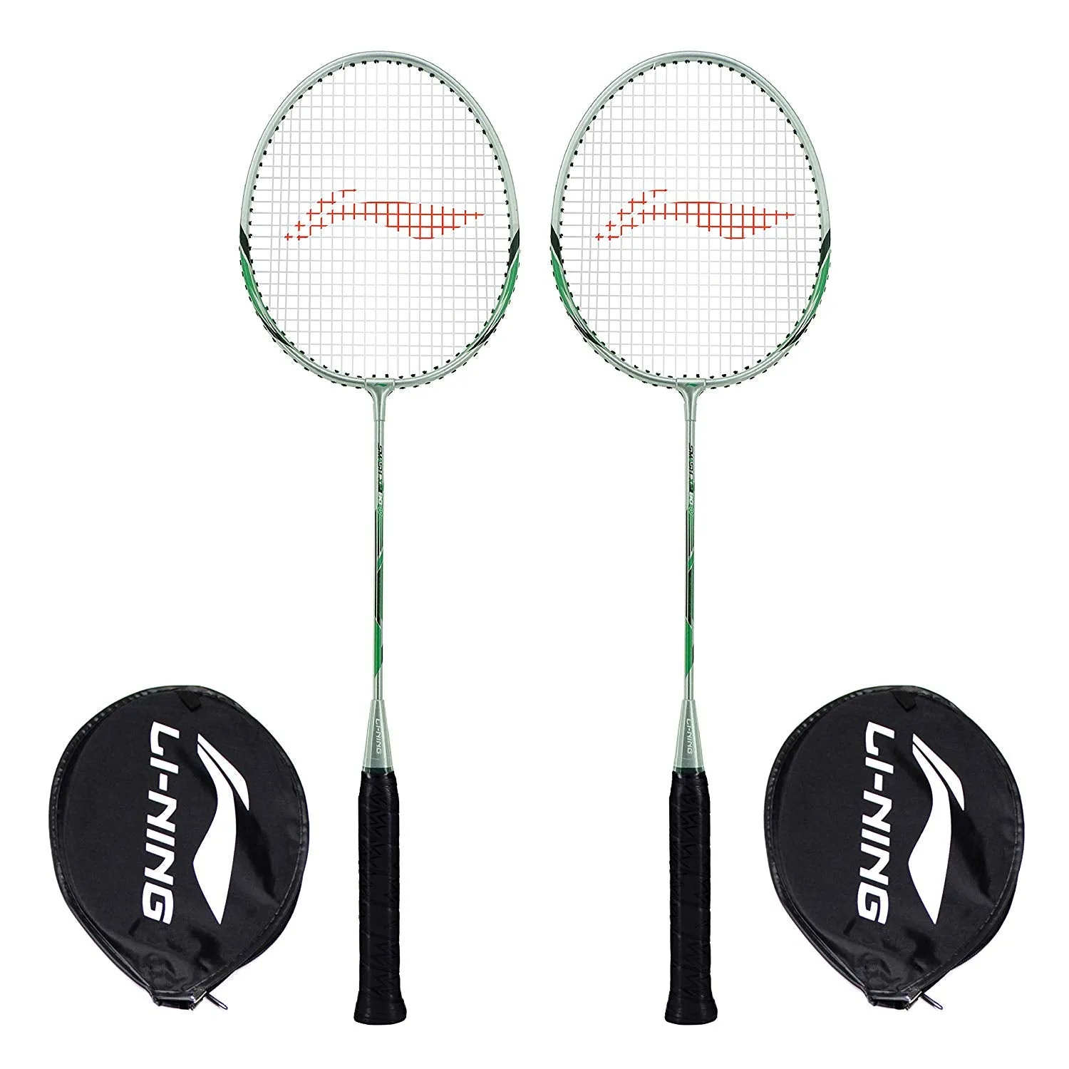 Li-Ning XP-80-IV Aluminum Badminton Racquet, Set of 2 (Grey/Blue)