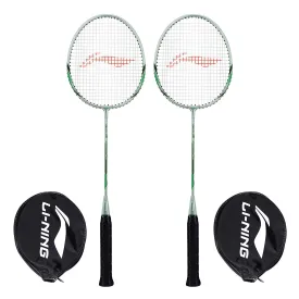 Li-Ning XP-80-IV Aluminum Badminton Racquet, Set of 2 (Grey/Blue)