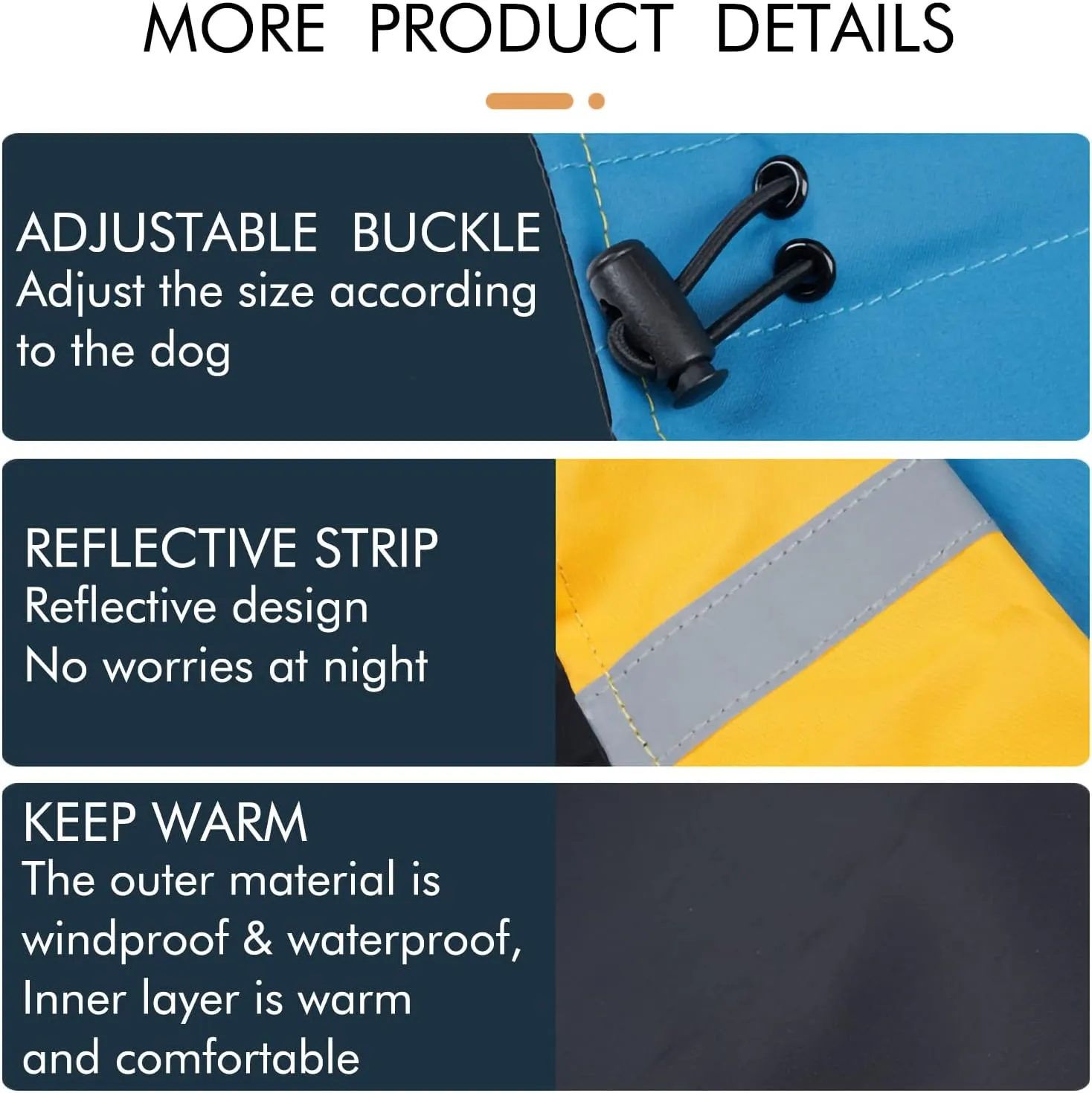M Windproof Dog Winter Jackets - Outdoor Coats with Waterproofing, Cold Weather Protection, Leash Hole