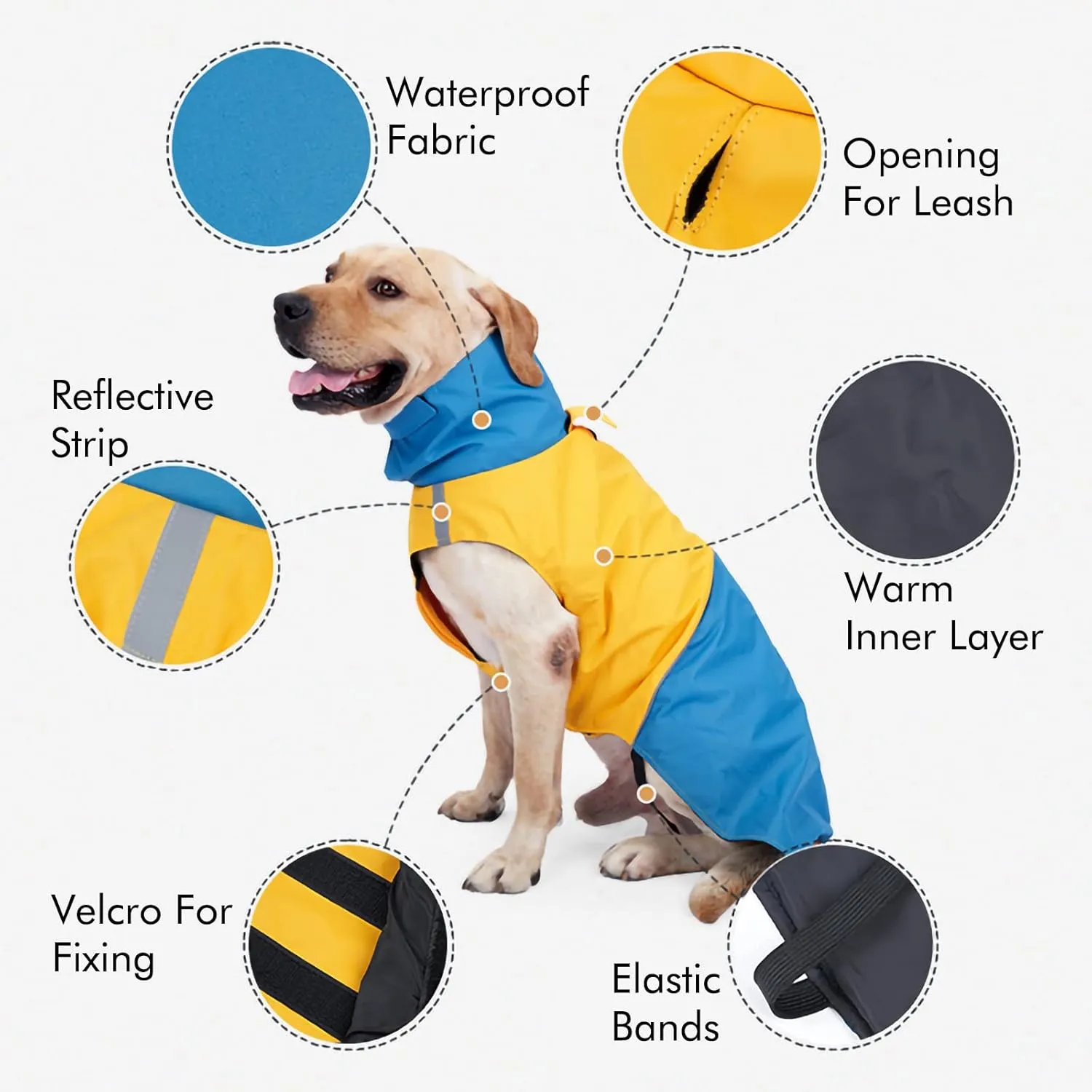 M Windproof Dog Winter Jackets - Outdoor Coats with Waterproofing, Cold Weather Protection, Leash Hole