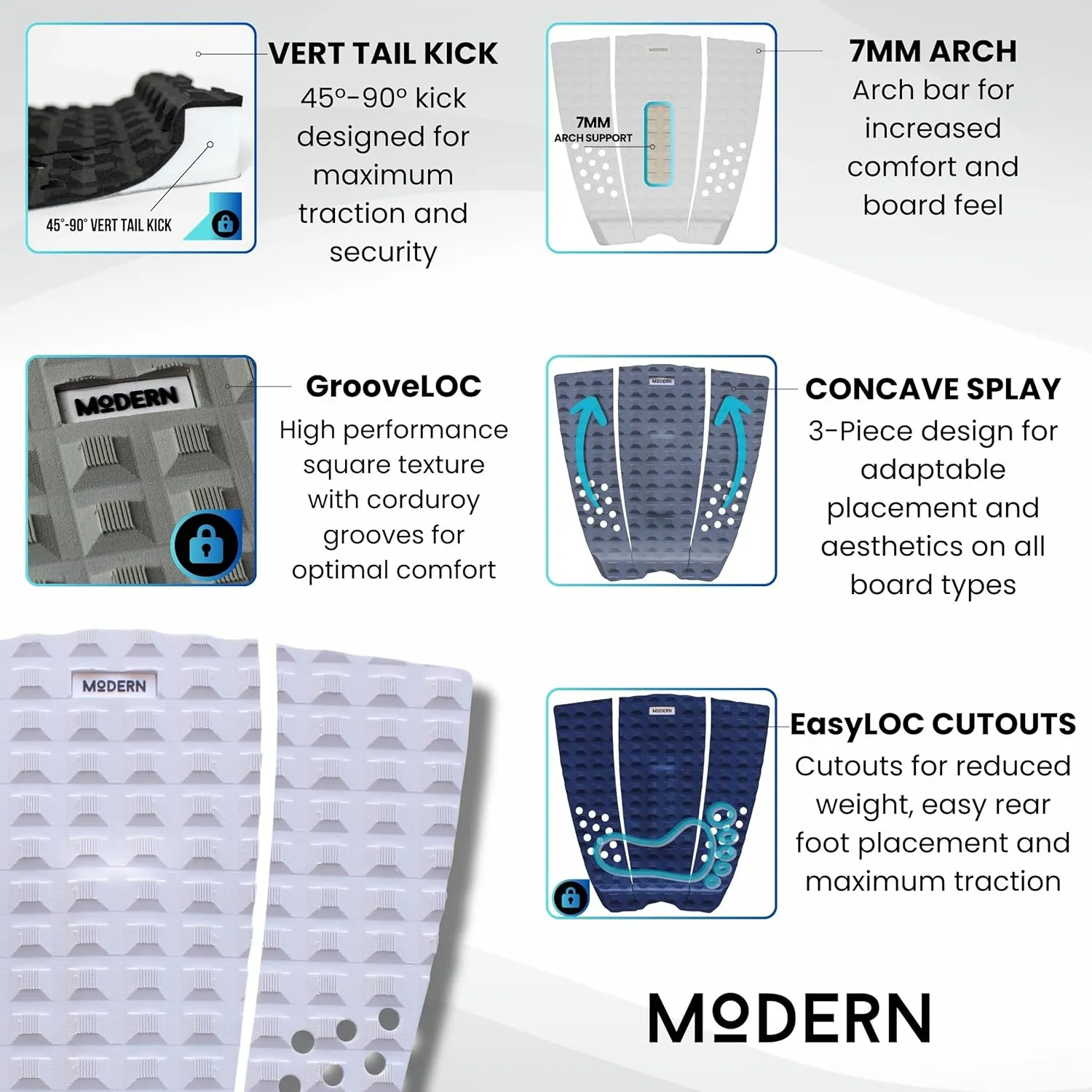 Modern Grips Surfboard Traction Pad 3-Piece
