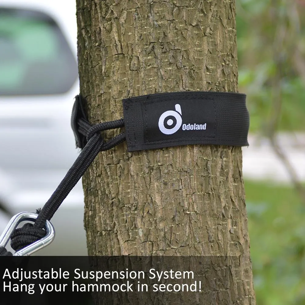 Odoland Lightweight Portable Nylon Camping Hammock and Steel Carabiners