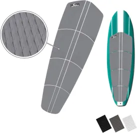Own the Wave 12 Piece Premium EVA Foam Surfboard Traction Pad Non-Slip Trimmable Deck Sheet 3M Adhesive for Longboard SUP Paddleboard Surfboard White, Black, Grey