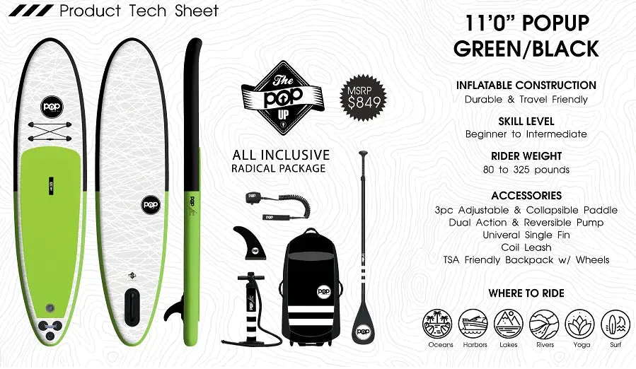 POP Board 11' POPUP Inflatable Paddleboard