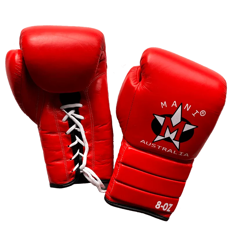 RED LEATHER BOXING SPARRING GLOVES (LACE)