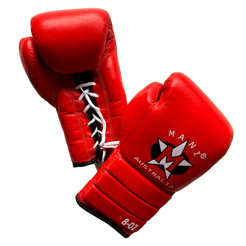 RED LEATHER BOXING SPARRING GLOVES (LACE)