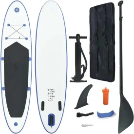 Stand up Paddle Board Set Sup Surfboard Inflatable Blue and White 7.2"-Fin Width 84.6"-Oar Length 1 Adult-Maximum Number of Persons 92202