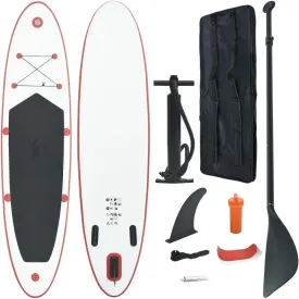 Stand up Paddle Board Set Sup Surfboard Inflatable Red and White 7.2"-Fin Width 84.6"-Oar Length 1 Adult-Maximum Number of Persons