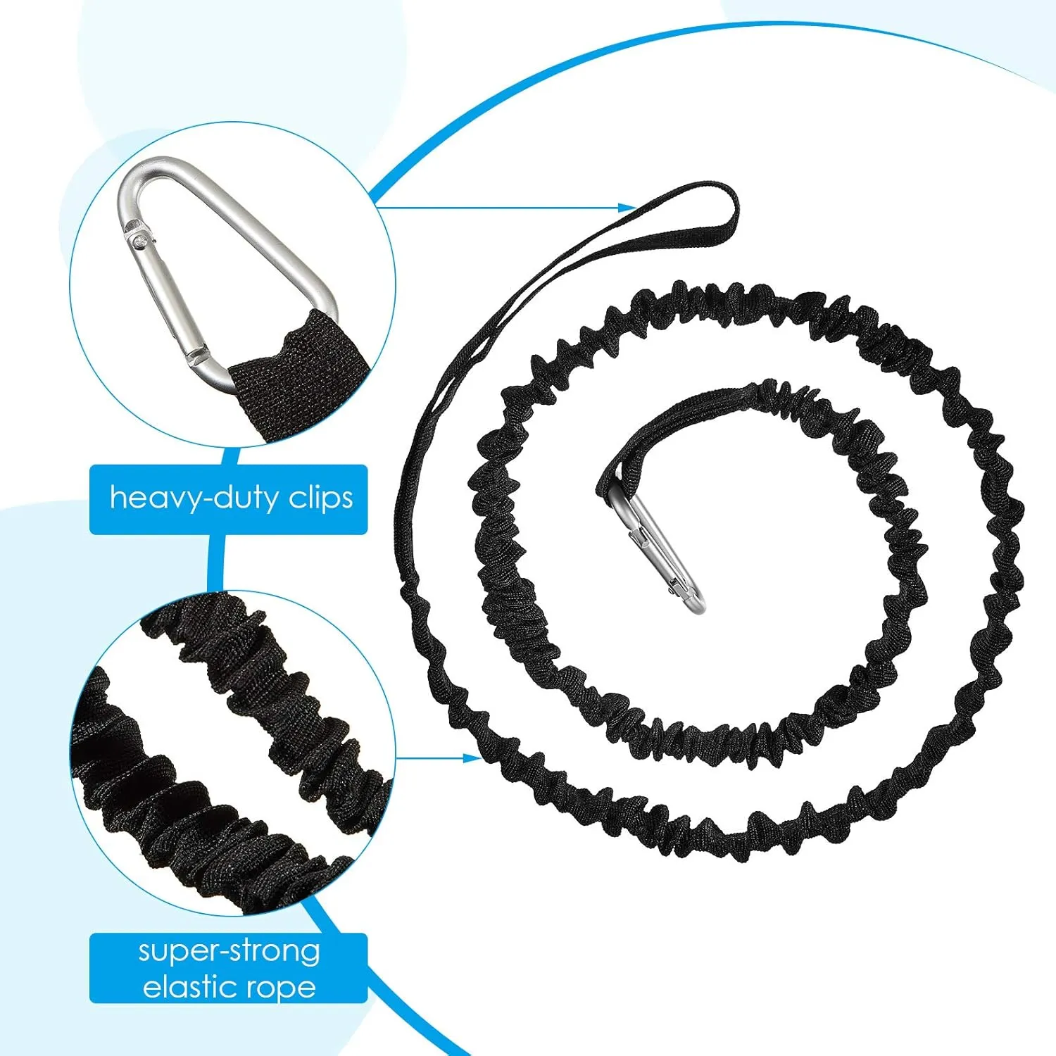 Sumind 4 Pieces Kayak Paddle Leash Kayak Rod Leash Paddle Lanyard Stretchable Coiled Lanyard Accessories for Paddles