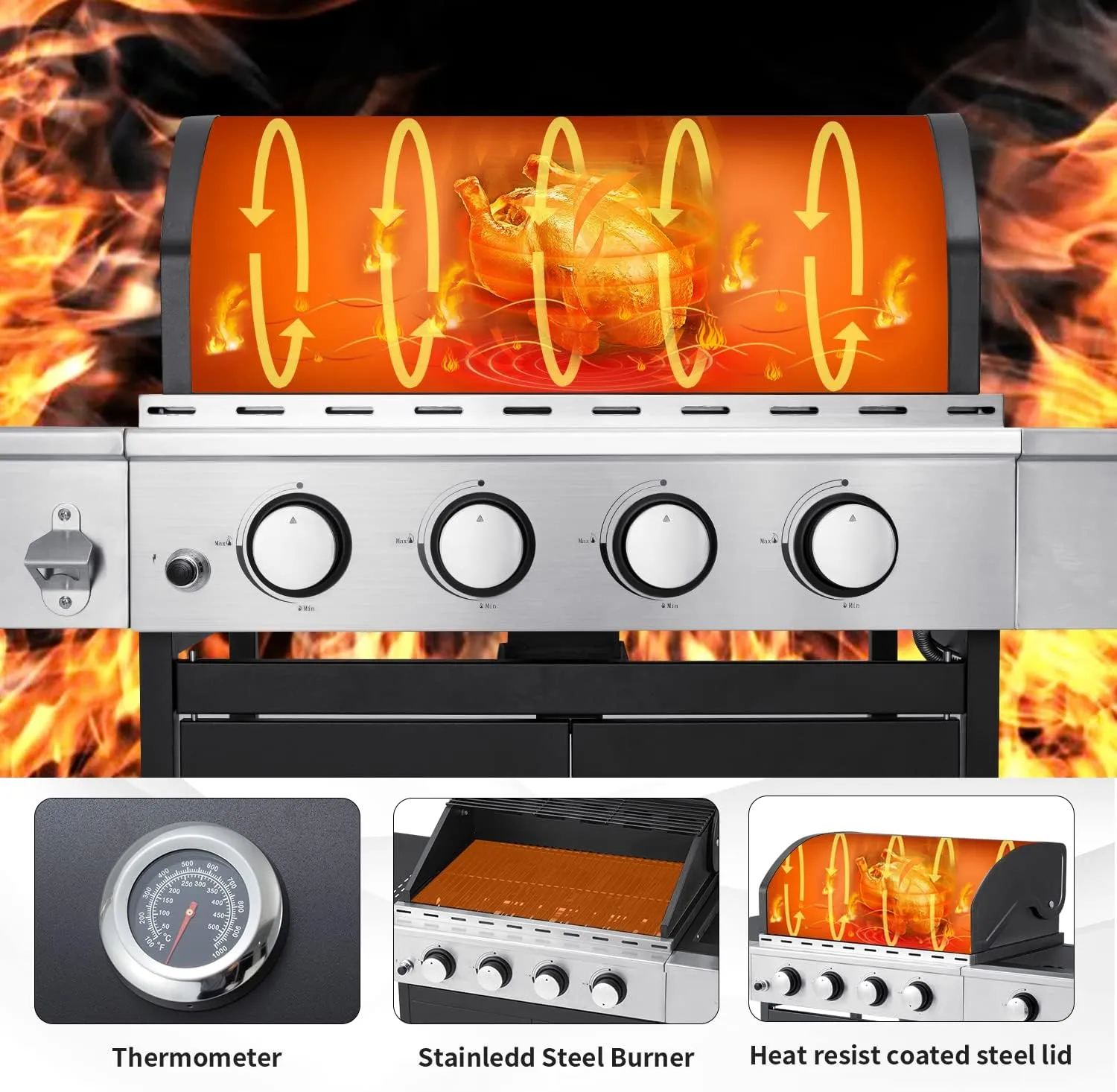 Techwood 1600W Indoor Outdoor Electric grill, Electric BBQ Grill, Portable Removable Stand grill, Black