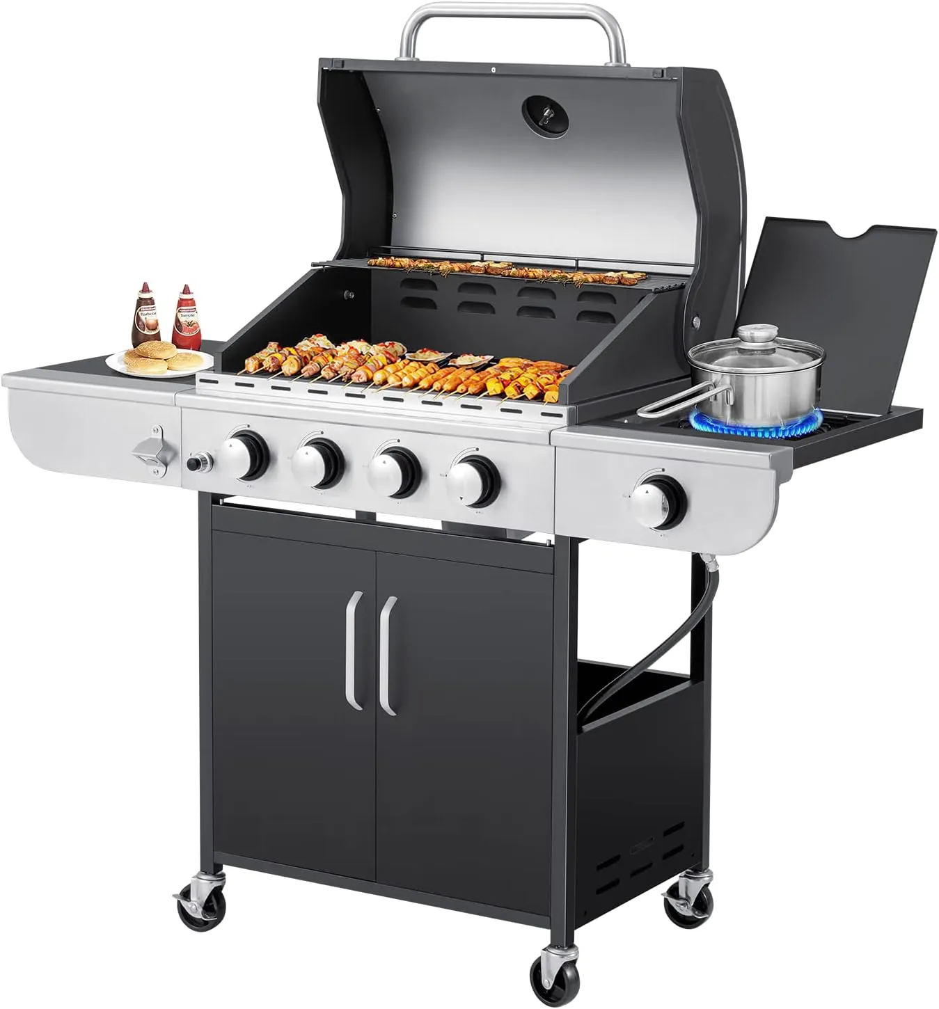 Techwood 1600W Indoor Outdoor Electric grill, Electric BBQ Grill, Portable Removable Stand grill, Black