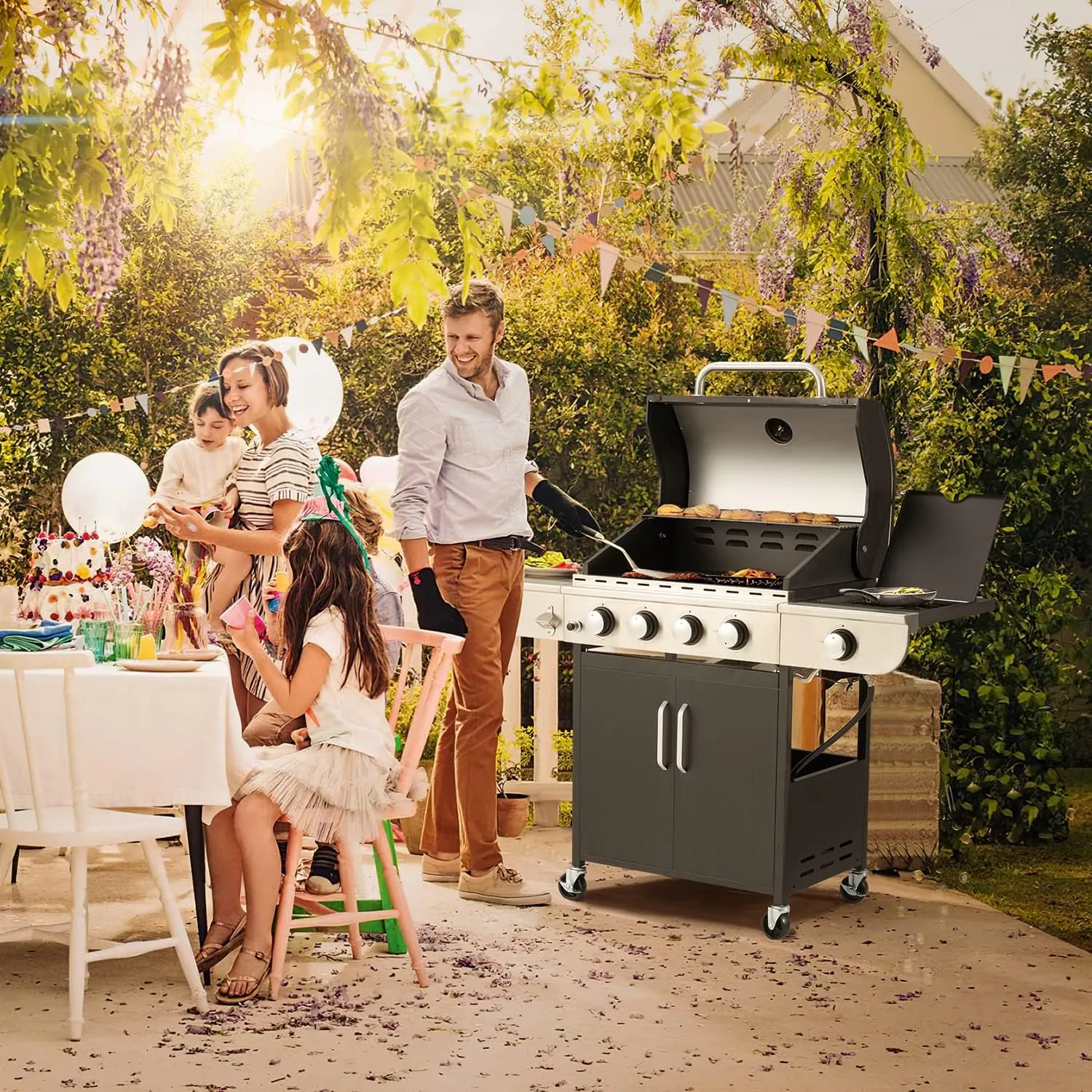 Techwood 1600W Indoor Outdoor Electric grill, Electric BBQ Grill, Portable Removable Stand grill, Black