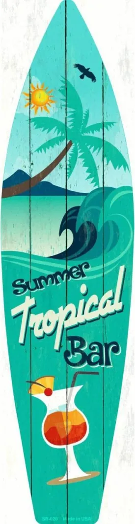 Tropical Bar Metal Novelty Surf Board Sign SB-020