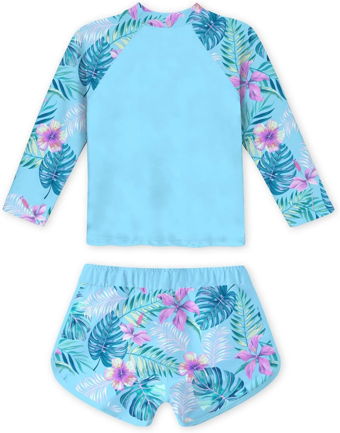 Vogseek 4-10T Girls Rashguard 2 Pieces Long Sleeve Swimsuit Swimwear with Shorts
