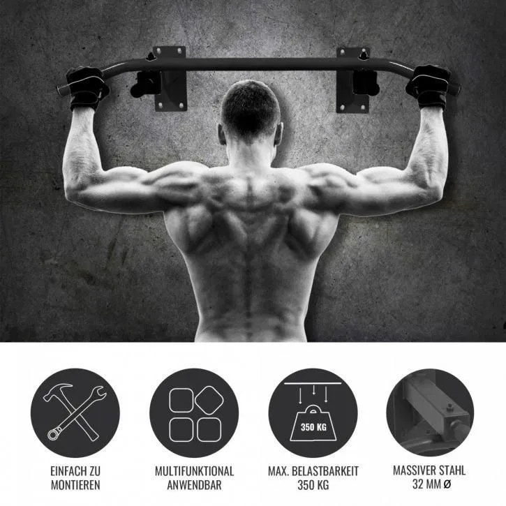 Wall-Mounted Pull Up Bar - Black