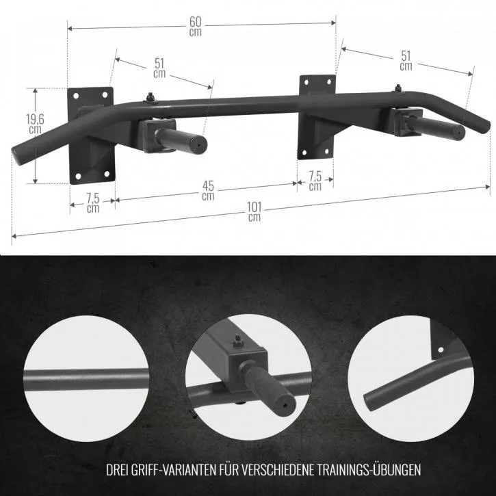 Wall-Mounted Pull Up Bar - Black