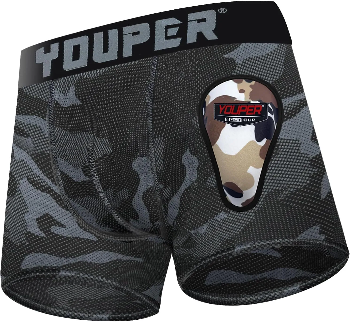 Youper Youth Elite Boxer Briefs w/Soft Athletic Cup, Boys Stretch Boxer Jock for Baseball & Football