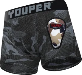 Youper Youth Elite Boxer Briefs w/Soft Athletic Cup, Boys Stretch Boxer Jock for Baseball & Football