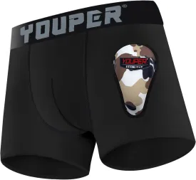 Youper Youth Elite Boxer Briefs w/Soft Athletic Cup, Boys Stretch Boxer Jock for Baseball & Football
